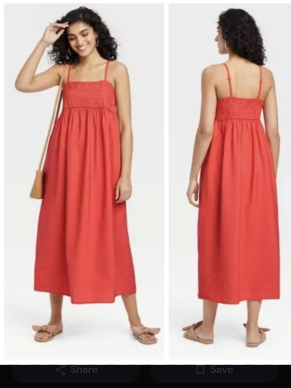 a new day Red Coral Orange Smocked Strap Maxi Dress